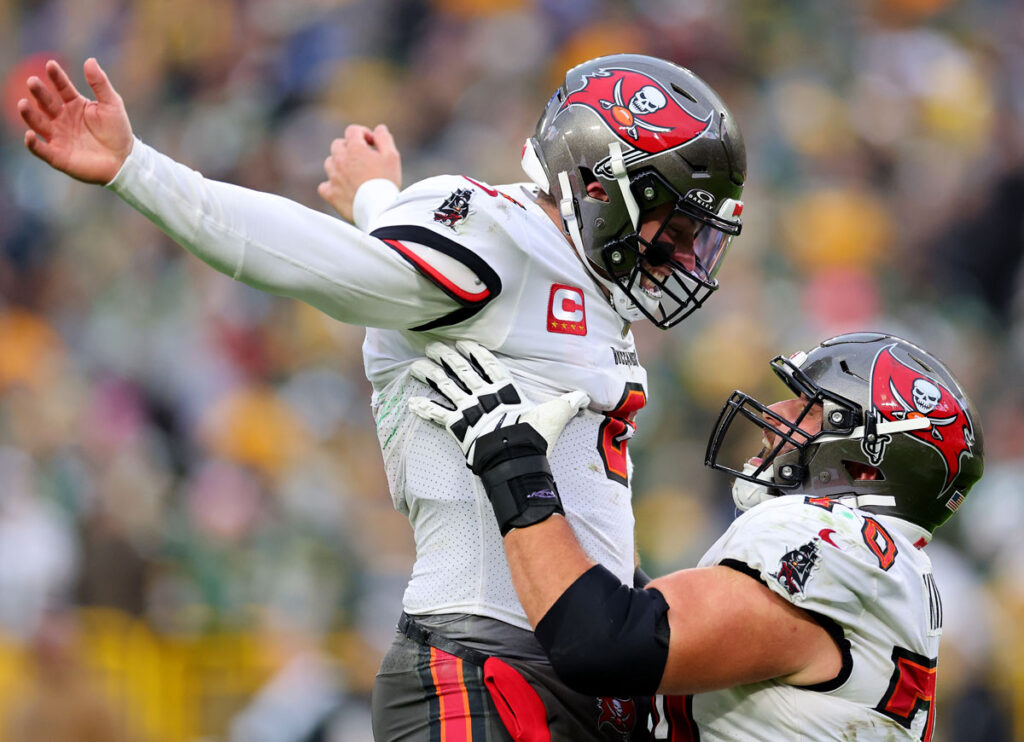 Tom Brady & Baker Mayfield Share Smack Talk During Tampa Bay’s Dominant Victory