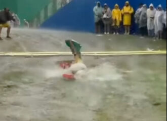 VIDEO: Fans Do ‘Belly Slides’ During Downpour At  San Paulo Grand Prix