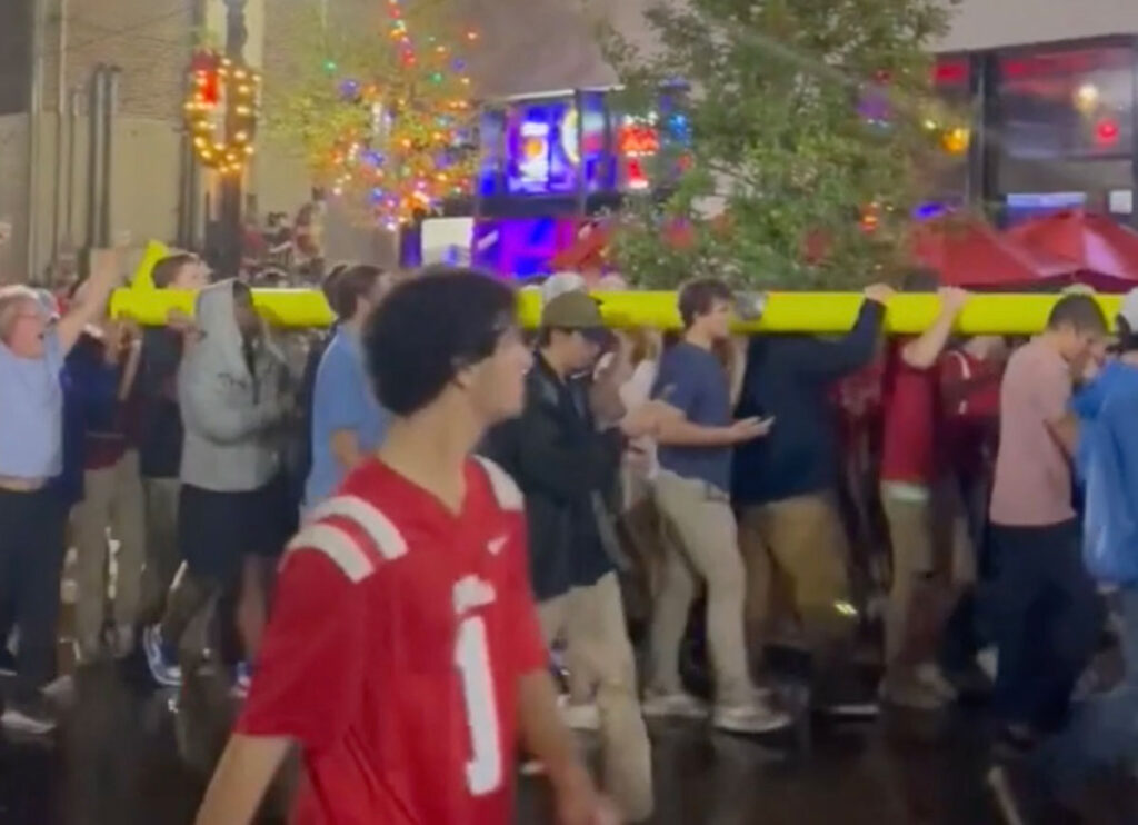 VIDEO: Ole Miss Fans Parade Goalpost Through Oxford After Victory Over Georgia