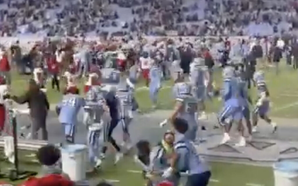 VIDEO: Brawl Breaks Out on Field After NC State Win Over UNC