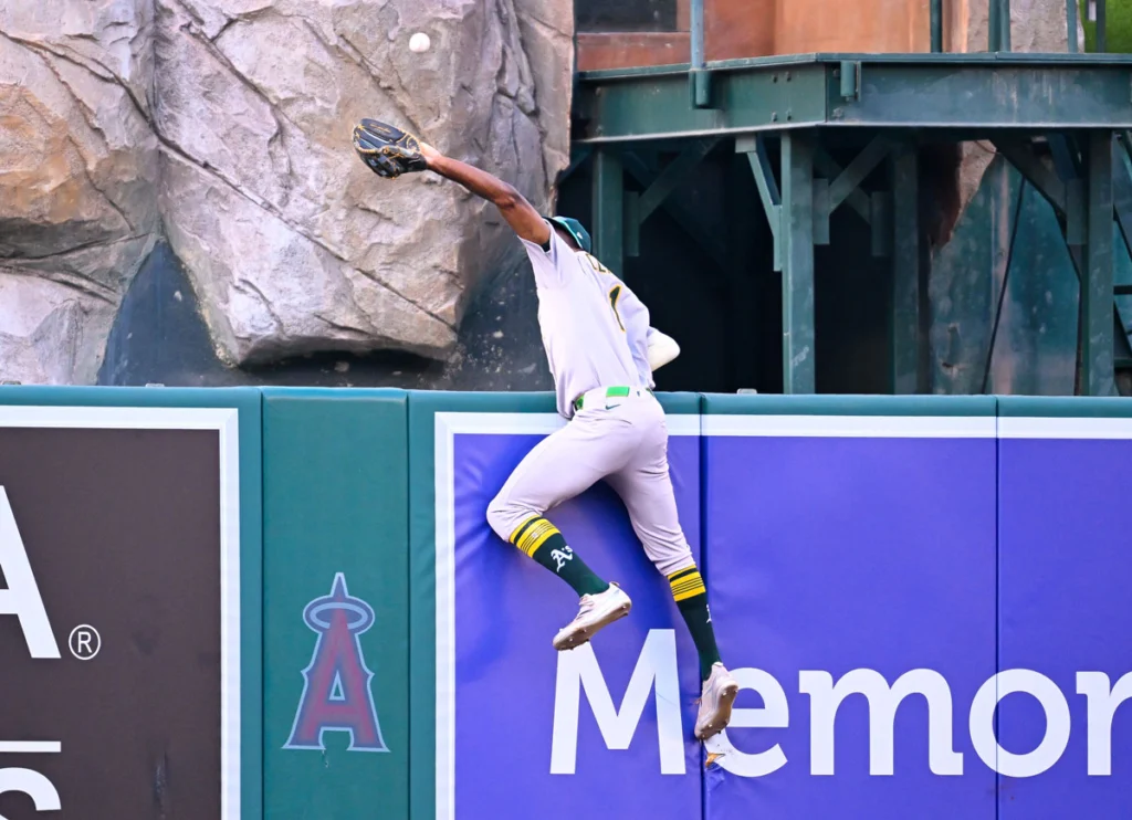 A’s Outfielder Denzel Clarke Makes Another Spectacular Catch