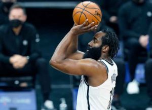 SACRAMENTO, CALIFORNIA - FEBRUARY 15: James Harden #13 of the Brooklyn Nets stands at the line to shoot a foul shot against the Sacramento Kings during the first half of an NBA basketball game at Golden 1 Center on February 15, 2021 in Sacramento, California. NOTE TO USER: User expressly acknowledges and agrees that, by downloading and or using this photograph, User is consenting to the terms and conditions of the Getty Images License Agreement. (Photo by Thearon W. Henderson/Getty Images)